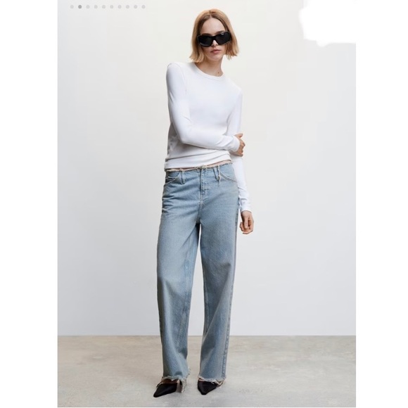 NWT MANGO Jeans Women’s Size 6 Vintage Light Wash Grunge - Picture 1 of 9